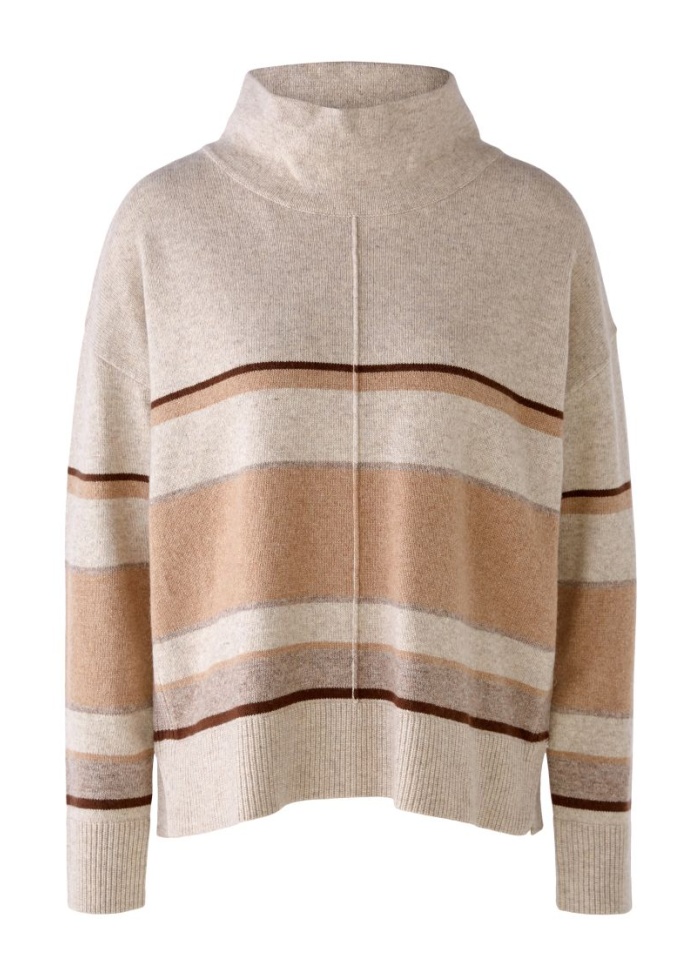 Oui | Knitted Jumper With Stand Up Colour