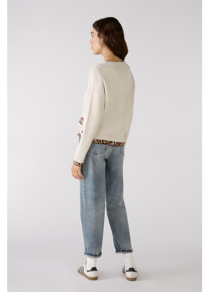 Oui | Leopard Trim Jumper