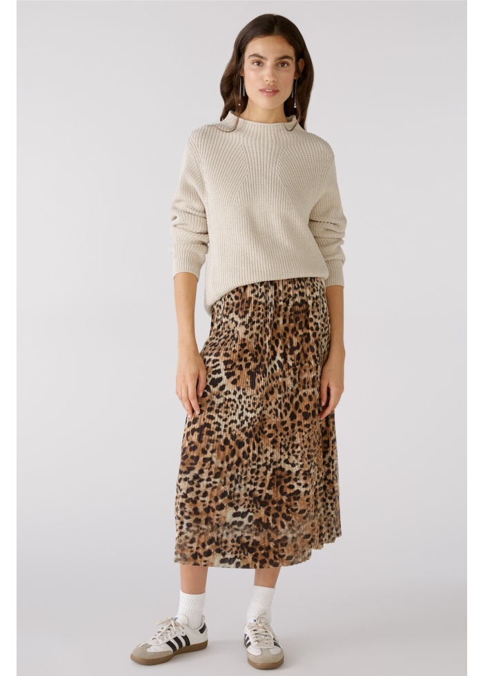 Oui | Leopard Midi Skirt