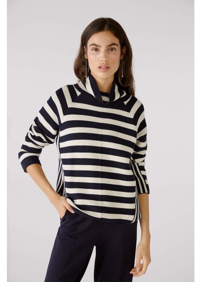 Oui | Navy Stripe Cotton Jumper