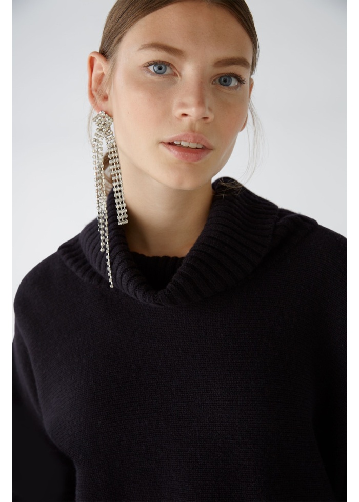 Oui | Wool Blend Black Rollneck Jumper