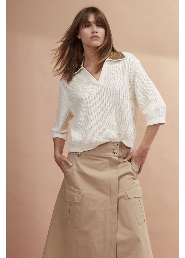 Oui | Sequin Collar Jumper