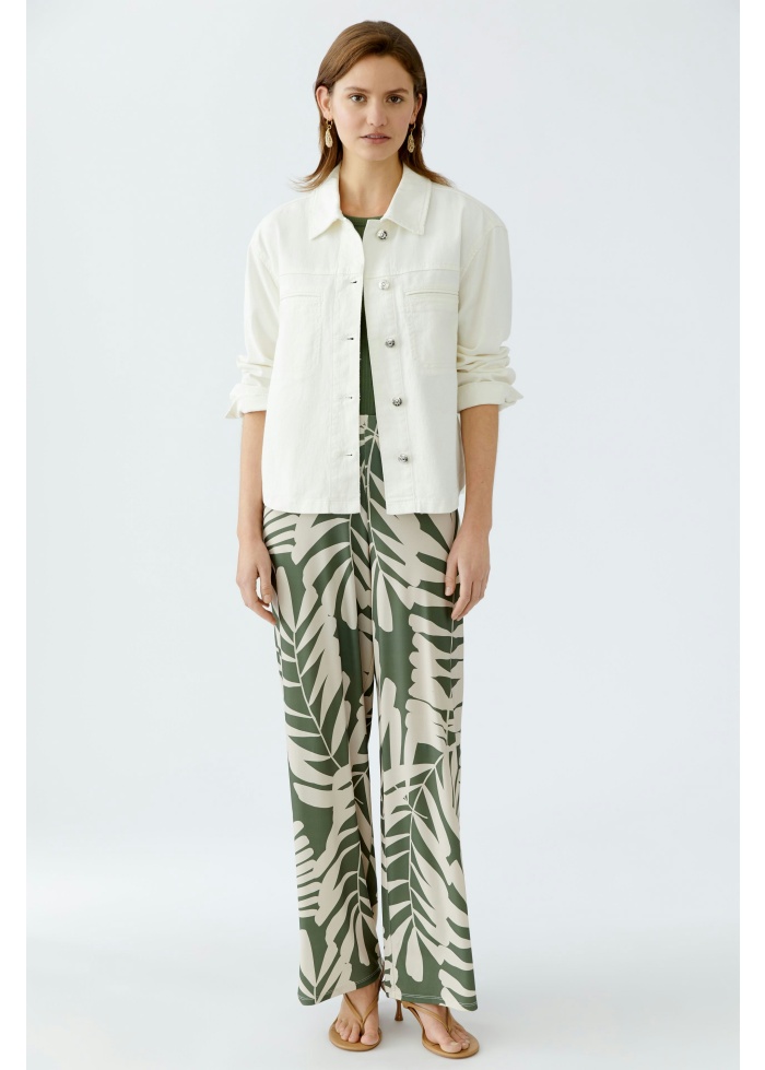 Oui | Leaf Print Trousers