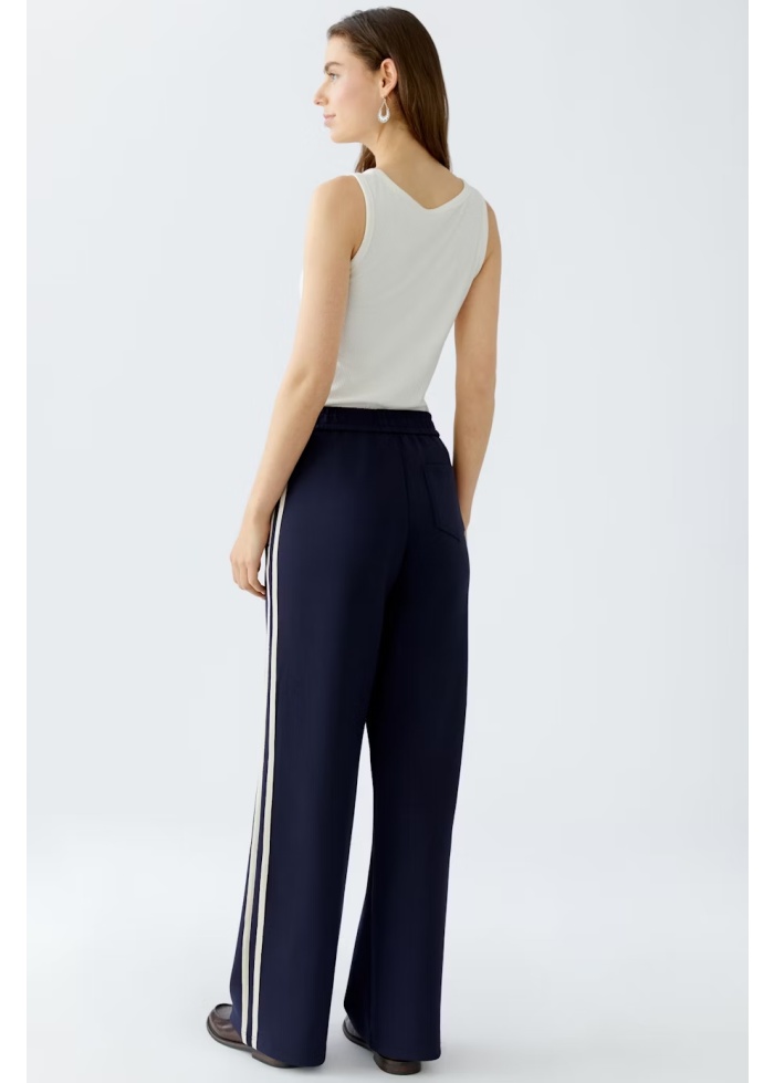 Oui | Side Stripe Navy Trousers