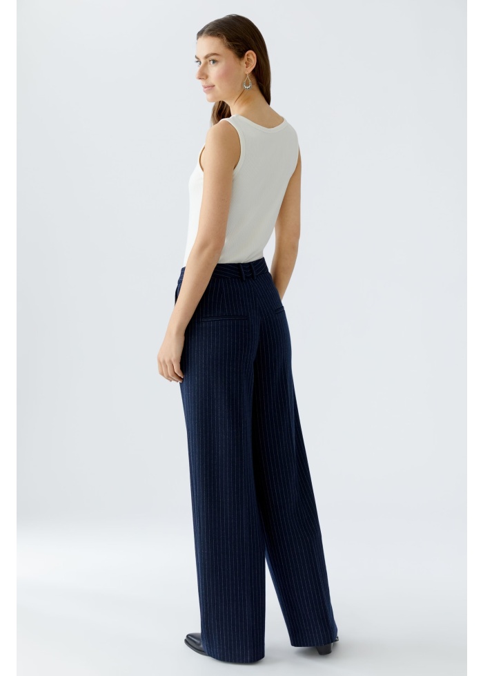 Oui | Pinstripe Navy Trousers