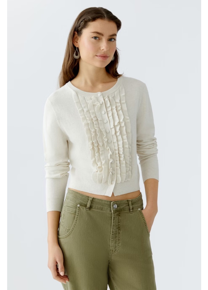Oui | Ruffle Detail Cardigan