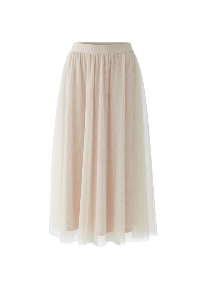 Oui | Rose White Net Skirt
