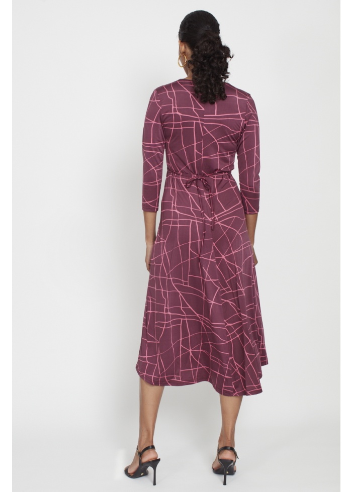 Onjenu | Amy Dress Abstract Pink Bordeaux