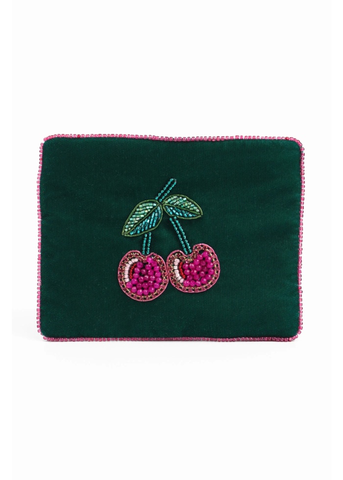 MyDoris | Cherry Green Velvet Small Pouch