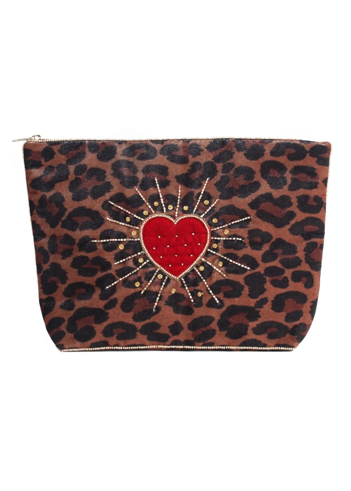 MyDoris | Leopard Heart Burst Large Pouch