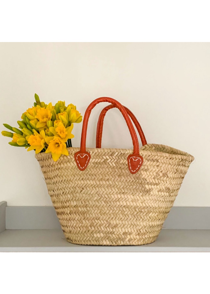 BasketBasket | Leather Handle Basket Orange
