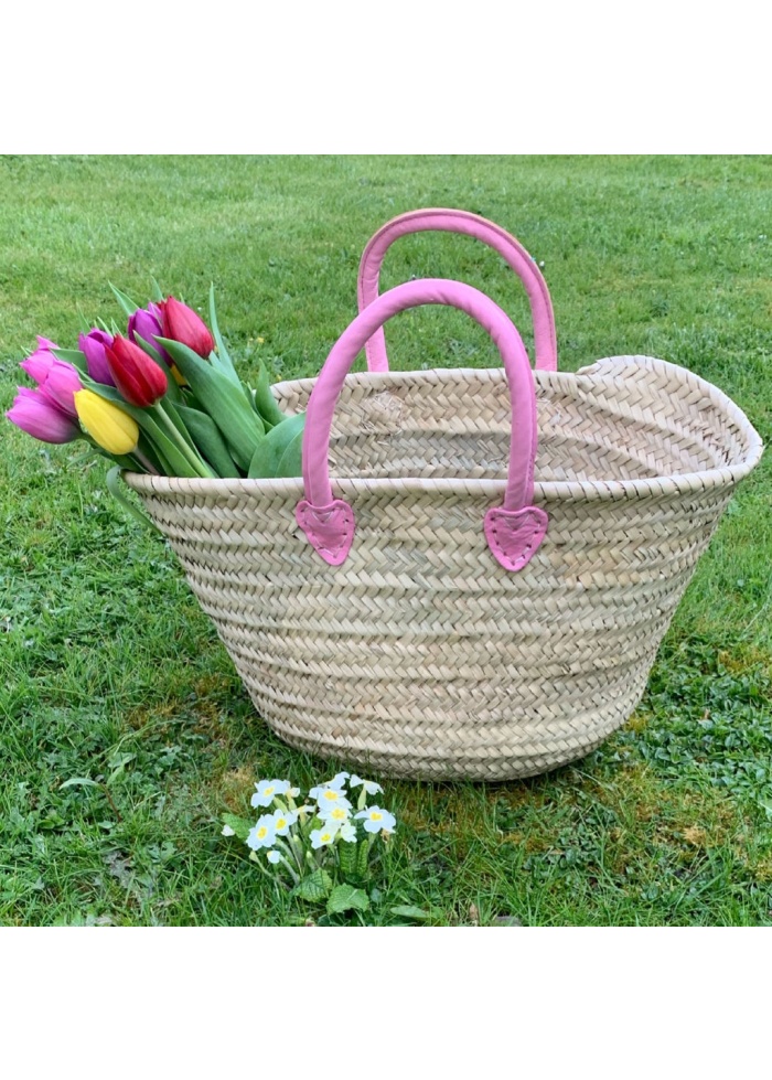 BasketBasket | Leather Handle Basket Pink