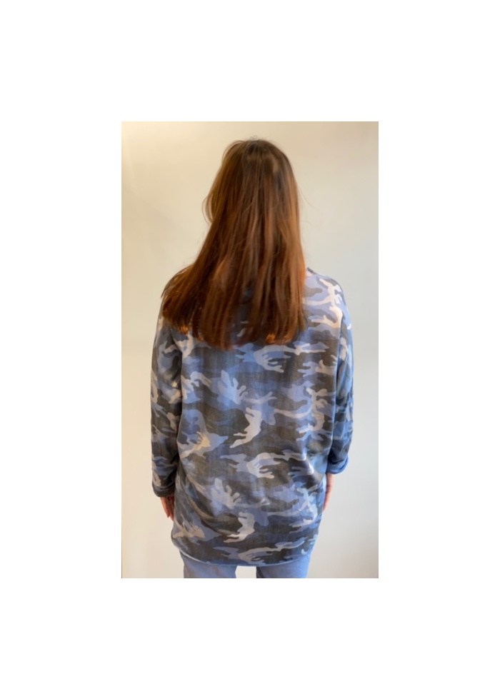 Lulu | Blue Camouflage Sweat Top