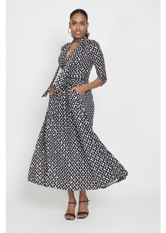 Onjenu | Crawford Dress Polka Metallic Black Dot