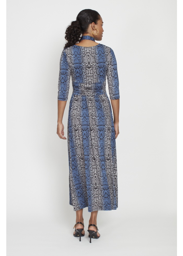 Onjenu | Crawford Dress Snake Blue Grey