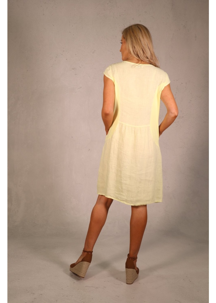 Deck | Beaded Linen Lemon Dress