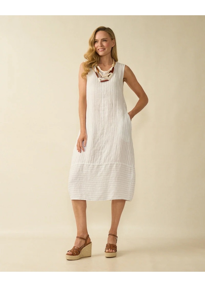 Deck | White Stripe Linen Dress