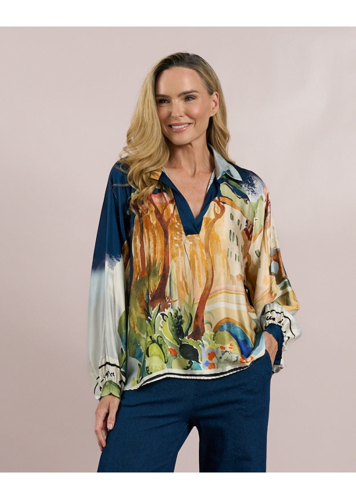 Deck | Print Navy Blouse