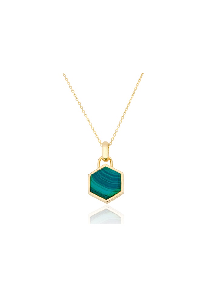 Spoke | Malachite Hexagon Pendant & Chain