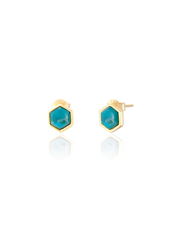 Spoke | Turquoise Hexagon Earrings