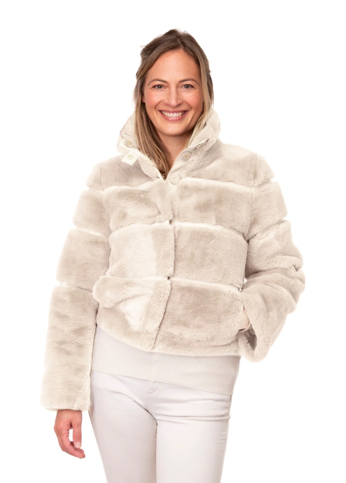 FranchettiBond | Cream Faux Fur Jacket