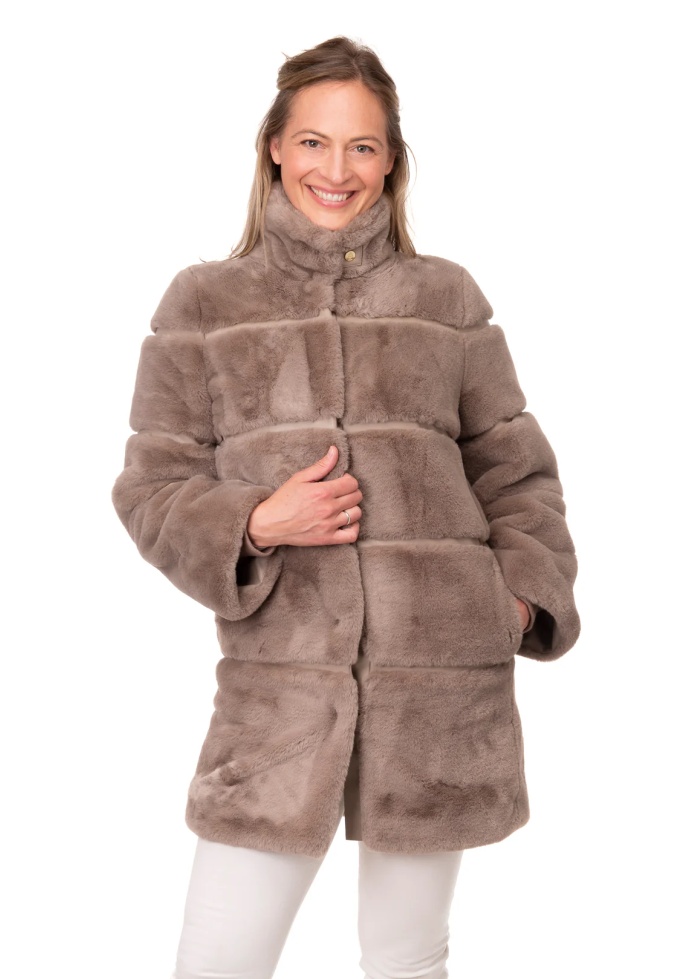FranchettiBond | Taupe Longer Style Faux Fur Jacket
