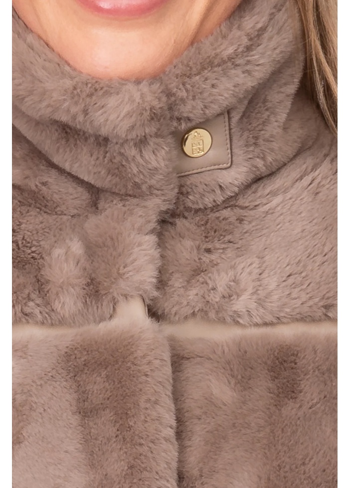 FranchettiBond | Taupe Longer Style Faux Fur Jacket