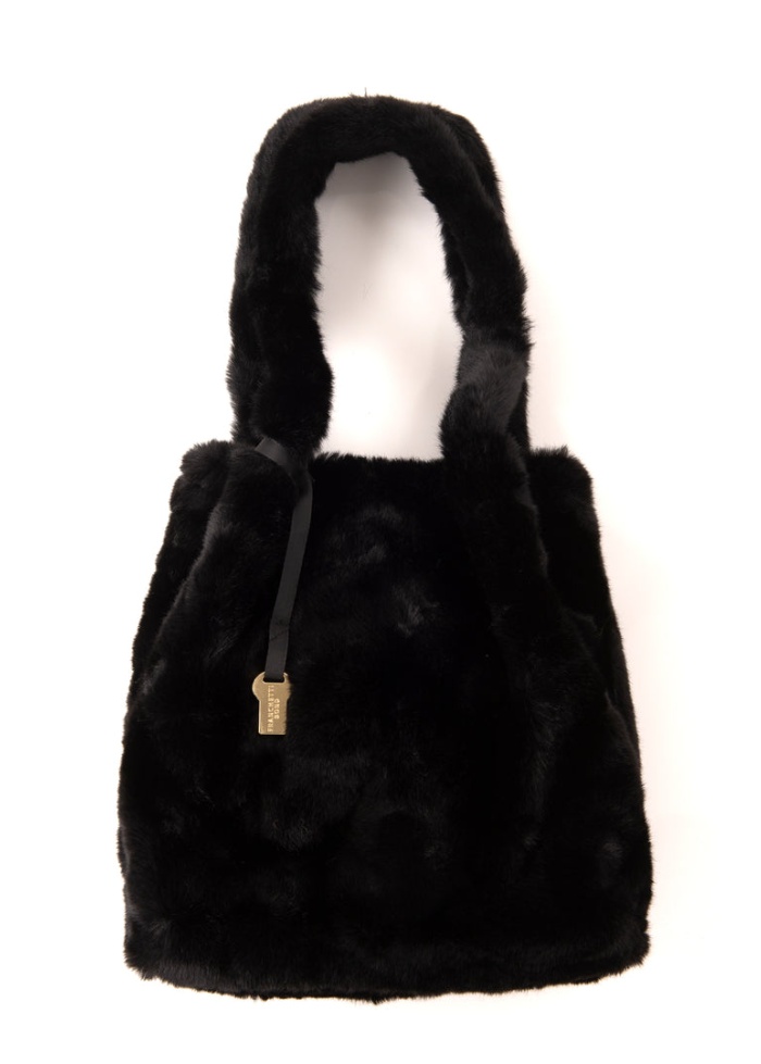 FranchettiBond | Black Faux Fur Bag