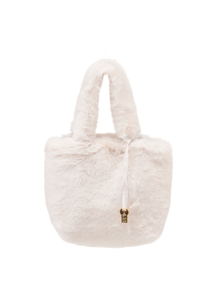 FranchettiBond | Cream Faux Fur Bag