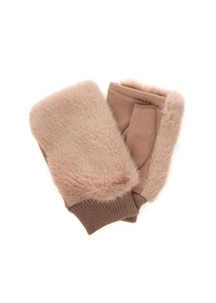 FranchettiBond | Faux Fur Taupe Mittens