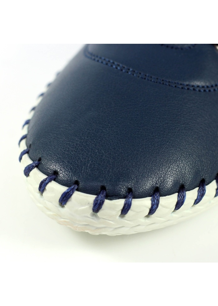 Lunar | St Ives Navy Leather Plimsoll 