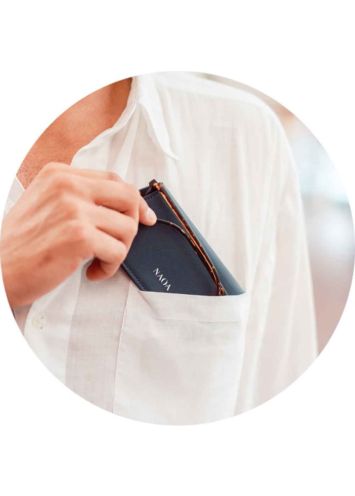 NAOA | Apple Leather Slim Glasses Case Navy