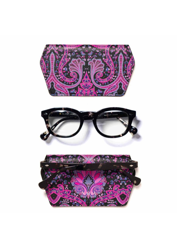 NAOA | Apple Leather Slim Glasses Case Fuchsia Print