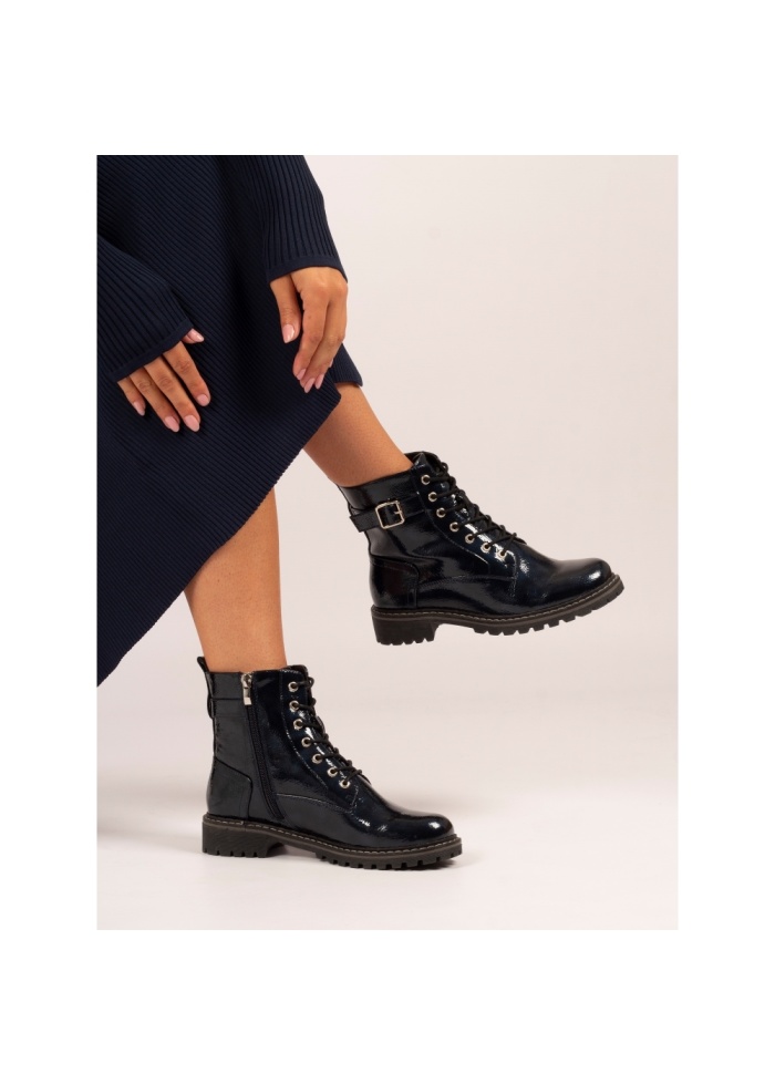 Lunar | Parlour Navy Patent Ankle Boot