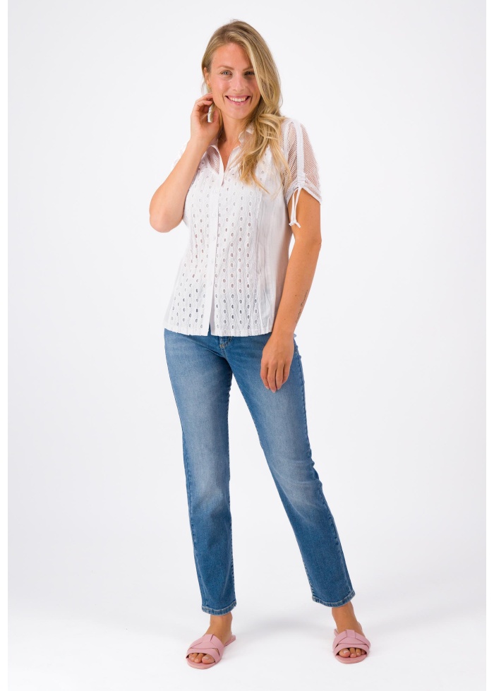 Just White | Mesh Detail Blouse