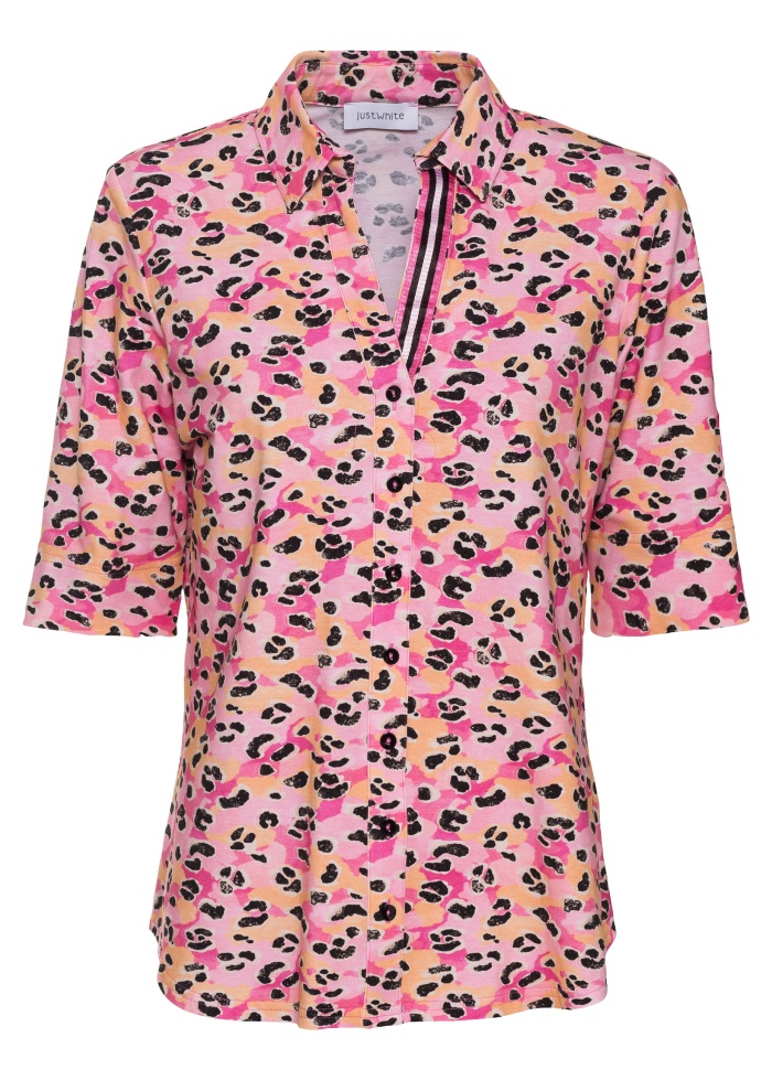 Just White | Jersey Leopard Top