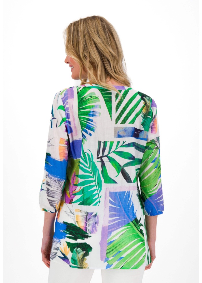 Just White | Leaf Print Blouse