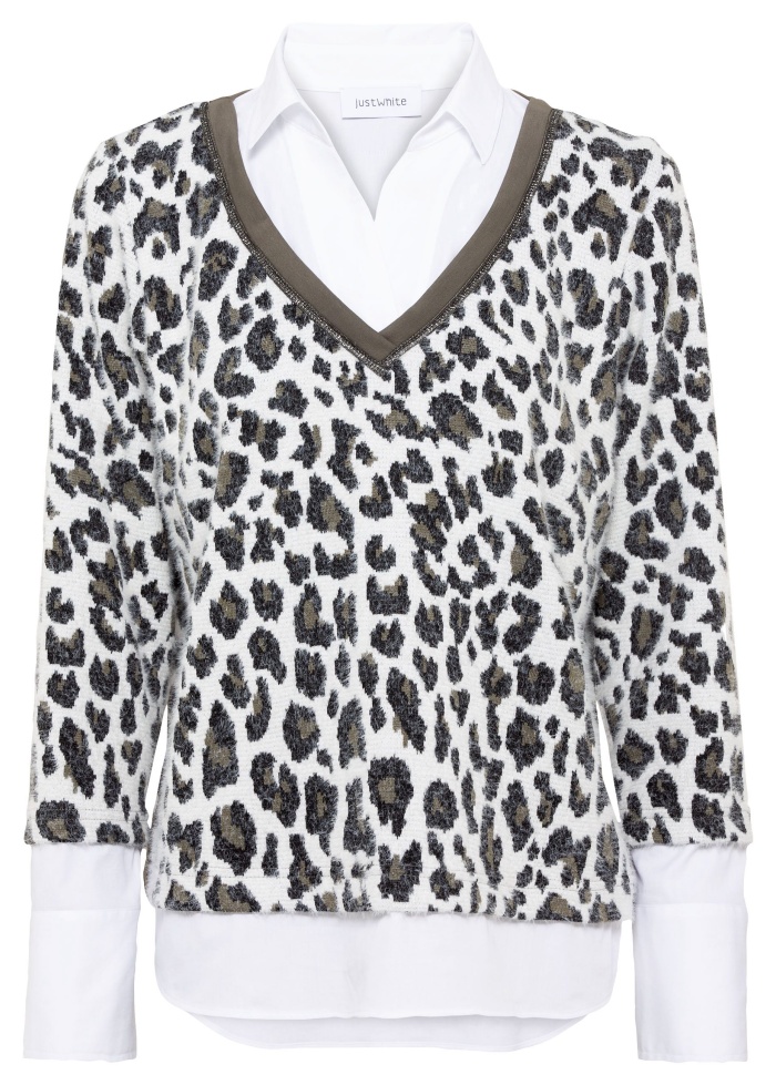 Just White | Layerd Leopard Top