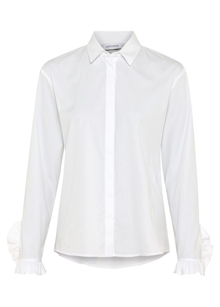 Just White | Ruffle Cuff Shirt