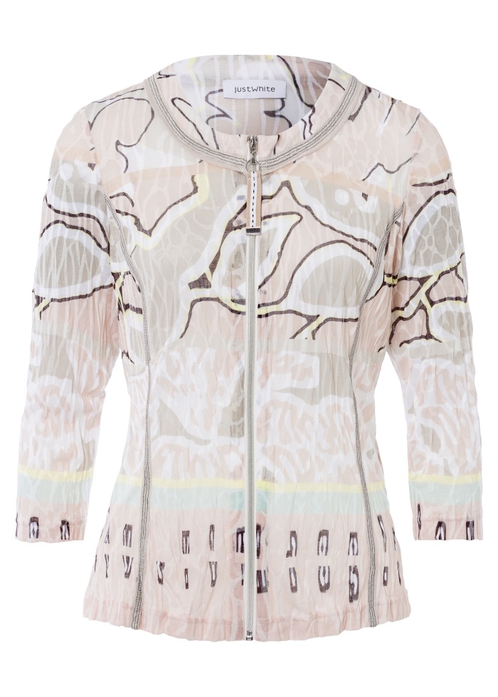 Just White | Print Zip Top