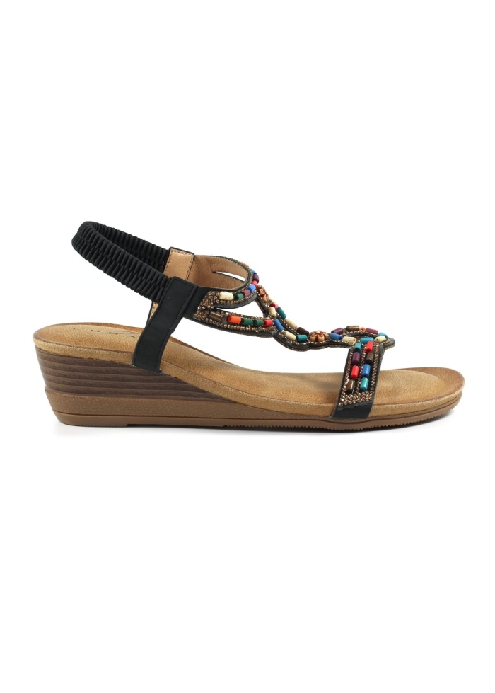 Lunar | Epsom Black Wedge Sandal