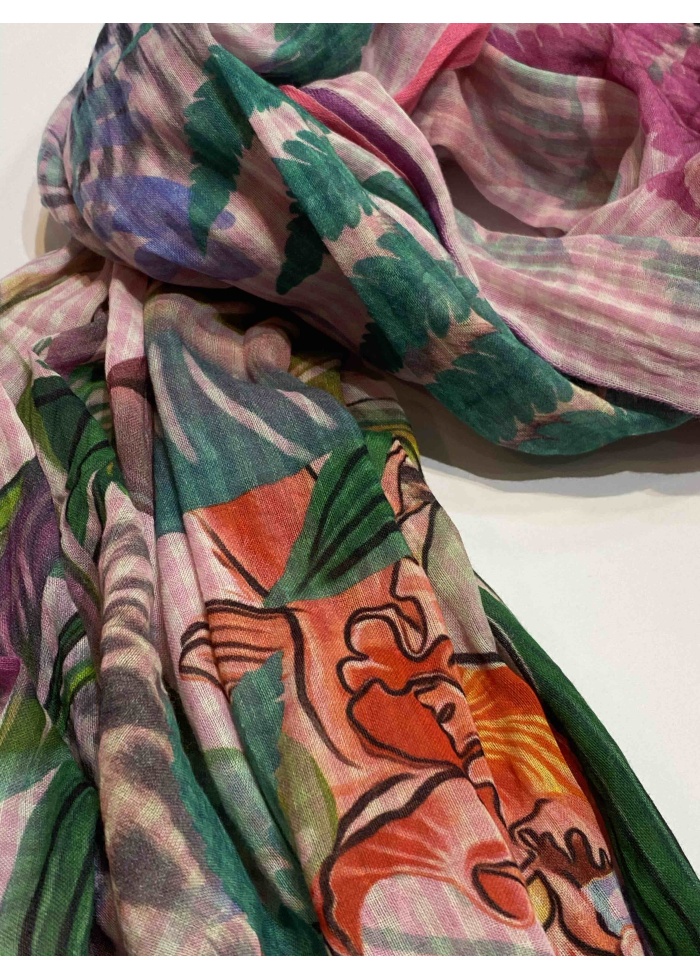 Ombre | Leaf Print Scarf