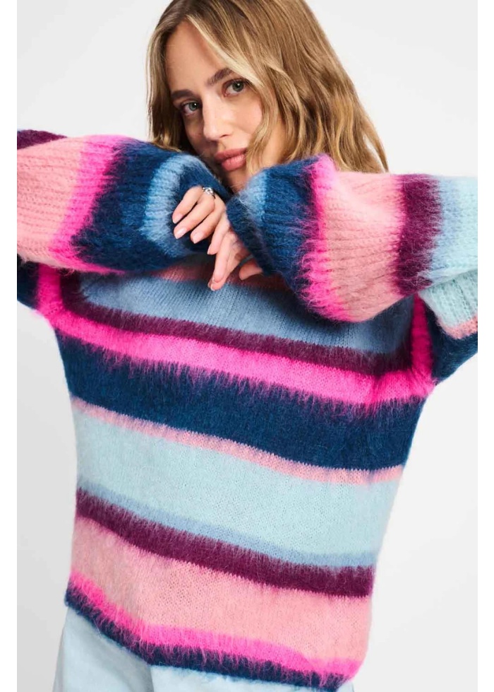 POM | Brushed Stripes Jumper Blue