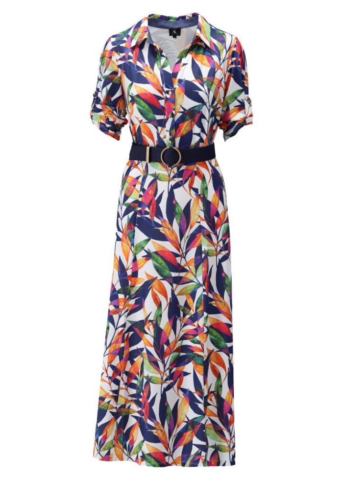 KDesign | Leaf Print Belted Dress