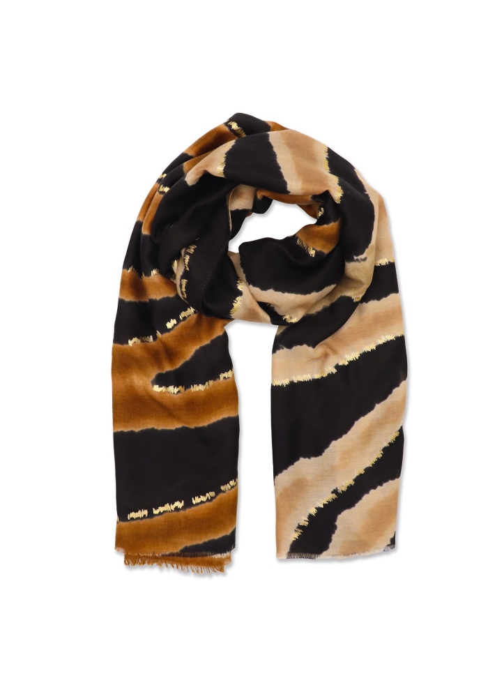 Zelly | Black Abstract Animal Print Scarf