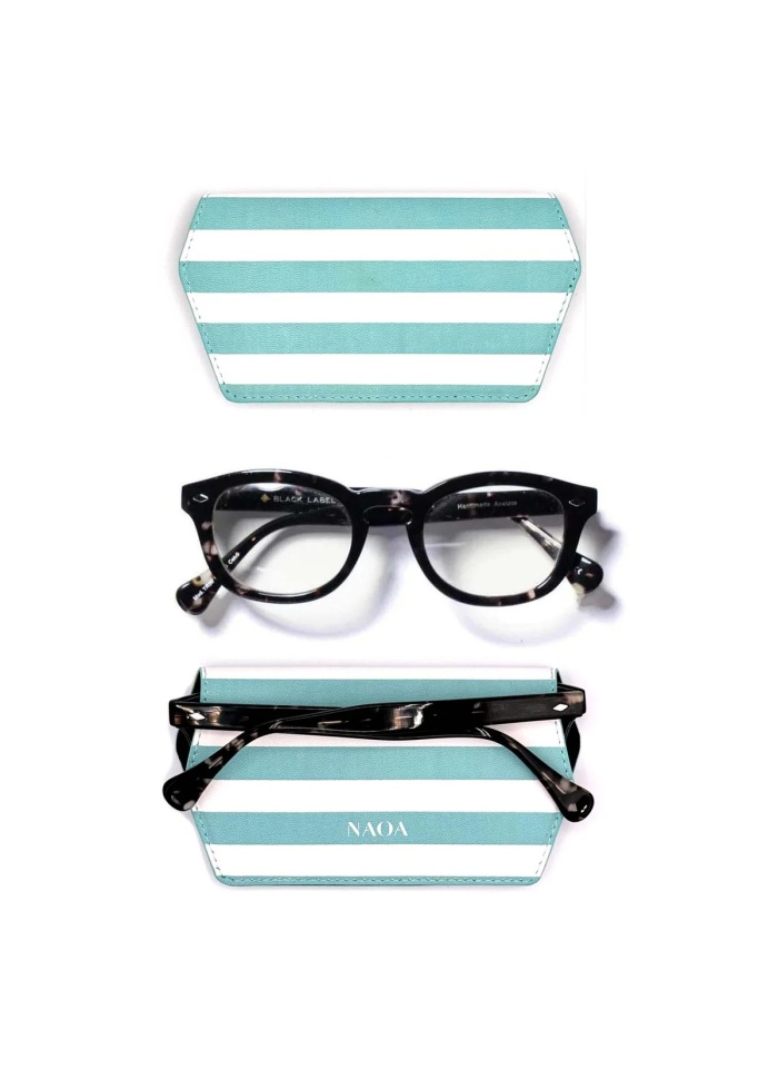 NAOA | Apple Leather Slim Glasses Case Breton Print