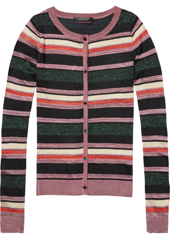 Maison Scotch | Striped Lurex Cardigan