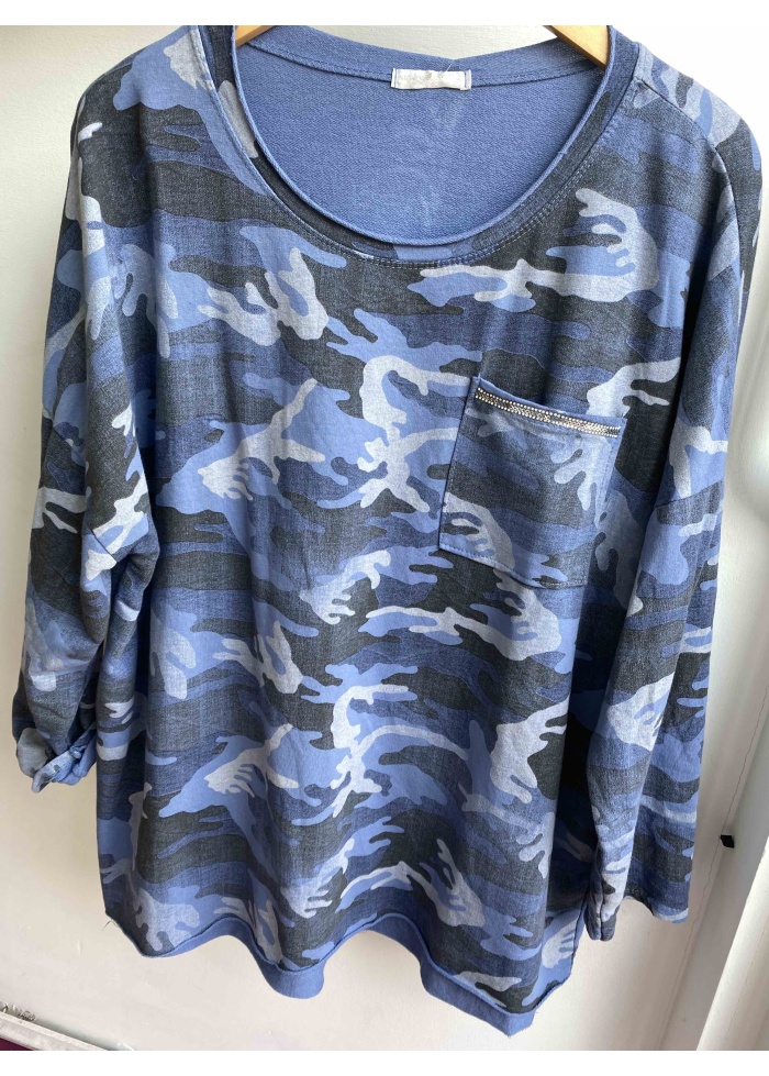 Lulu | Blue Camouflage Sweat Top